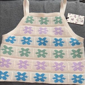 Hippie Rose sweater knit super soft grannie square floral pattern Large NEW boho